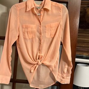 GUESS Sheer Basic Button Down Shirt